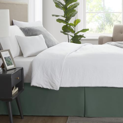 Image of Nestl Forest Green Full Bed Skirt - Full Size Bed Skirt 14 Inch Drop - Brushed Microfiber Bed Skirts - Hotel Quality Pleated Bed Skirt - Shrinkage & Fade Resistant