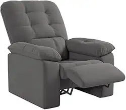 Poltrona Do Papai Reclinável Suede Veludo Estoril Cinza