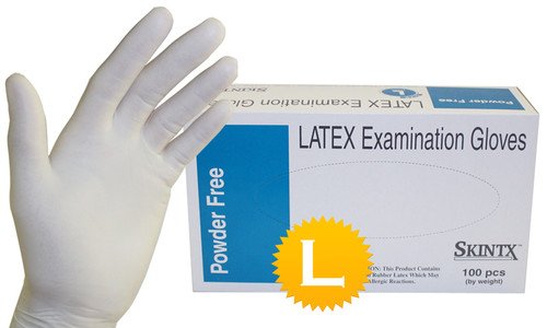 Latex Medical Exam Powder Free Disposable Glove Size Large- 9.5" Length - 100 Gloves/Box