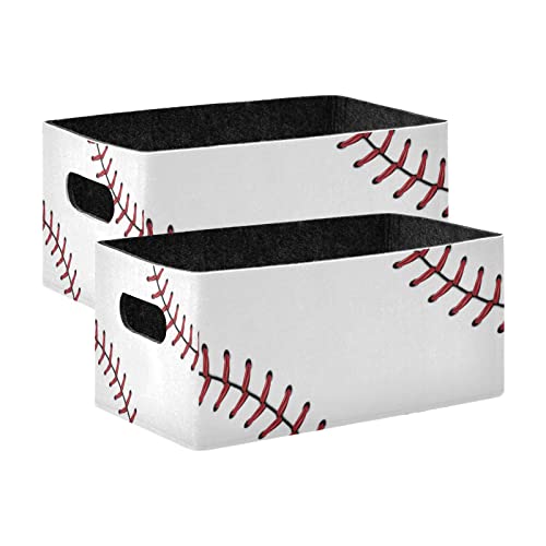 Image of Kcldeci Baseball Storage Bins Baskets for Organizing 2Pack, Sturdy Storage Basket Foldable Storage Baskets for Shelves Closet Nursery Toy