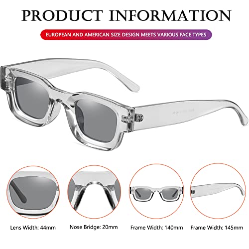 Image of AIEYEZO Modern Thick Rectangle Sunglasses for Women Men 90s Retro Chunky Square Polarized Sun Glasses UV400 Protection