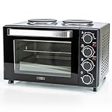 STATUS Amarillo Mini Oven, 25L Black Countertop Cooker with Grill Function and Dual Hotplates, 1400W Compact Electric Oven with 60‑Minute Timer, (AMARILLO1PKB)