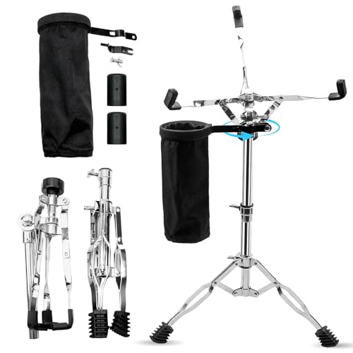 Zmpkhba Snare Drum Stand Adjustable Height 14.5 to 23 Practice Pad Stand with Snap Fastener and Drum Sticks Holder Accessories for Beginners