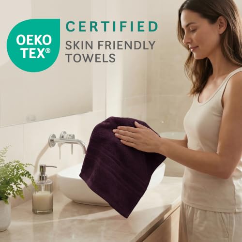Image of MYTRIDENT Trident Hand Towels, 100% Cotton, Highly Absorbent, Super Soft, 2 Piece Hand Towel Set, 400 GSM, Hand Towel Set of 2, Gym - Spa -Towel, Comfort Living Towel-Black Currant