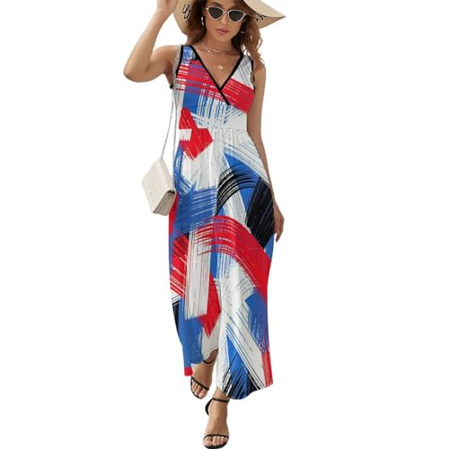 Robe robe longue d'été rouge fluide et sans manches pour rester au frais sans effort