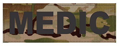 TACTICAL IDENTIFICATION PATCHES Medic Patch - 6x2 - Black Lettering - Multicam Backing - Hook Fabric