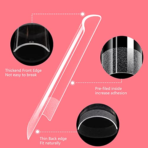 Wilfniee Soft Gel X Square Nail Tips, 240Pcs Clear No C Curve Nail Tips For Acrylic Nail Tips Professional, Xl Long Pre Shaped Straight Nail Tips For Nail Polish Dip Powder, Nail Salons Home Diy #TOP4