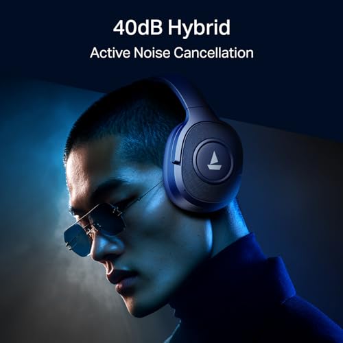 Image of Boat Rockerz Plus 550 ANC, (~40dB) Hybrid ANC, 80Hrs Playback, 40ms Low Latency Beast Mode, 40mm Drivers, BT v5.4, Bluetooth Headphones, Wireless Headphone with Mic (Bold Blue)