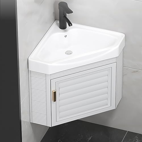 ZDMZR Lavandino da Bagno Ad Angolo, Mobile Bagno con Lavabo, Lavabo da Parete, Lavabo da Bagno, Lavabo da Bagno con Contenitore (Color : Wit, Size : 47cm/18.5in)