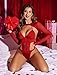 Avidlove Valentines Outfits for Women Rave Bodysuit Red Halter Teddy Lingerie Bodysuit Set