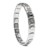 Dolceoro SB-005, Recessed Star Italian Modular Starter Charm Bracelet, 9mm Wide Stainless Steel, 18 Links for Wrist 6-6 3/8'