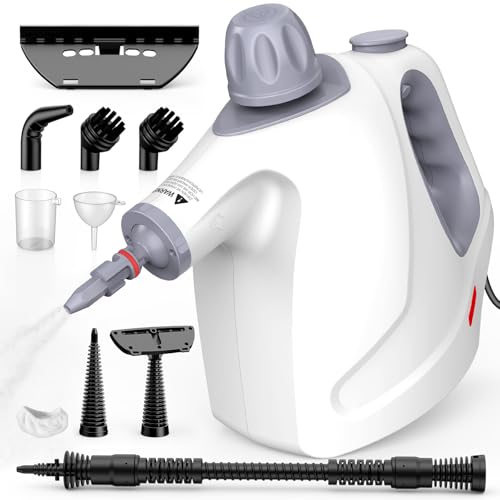 Dampfreiniger Handgerät,1050W Handdampfreiniger 3,2 Bar, Steam Cleaner Handheld mit 10 Zubehör, Chemiefrei, Dampfreiniger für alles Küche Bad Fenster Auto Polster Sofa, gegen Fett Kalk Schmutz