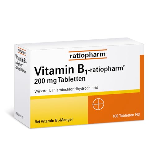Vitamin B1-ratiopharm® 200 mg Tabletten: Mit nur einer Tablette täglich den Vitamin B1Mangel ausgleichen, 100 Tabletten