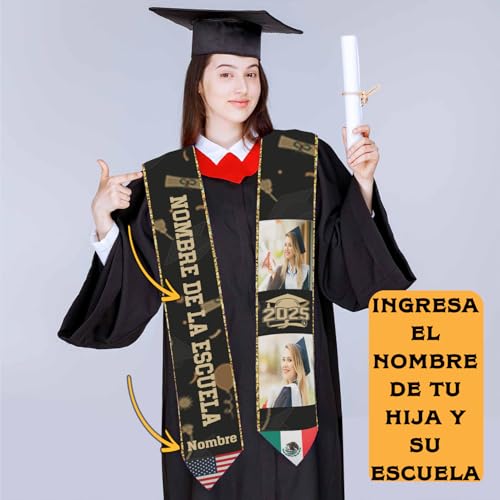 Personalizados Stolas De Graduacion 2025 Mexicanas, Regalos Para Graduación 2025, Bandas De Graduación 2025 De Mexico3