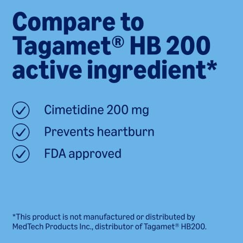 Amazon Basics Cimetidine Coated Tablets 200 mg, Acid Reducer, Heartburn Medicine, Indigestion Relief, 120 Count (Previously Care) - image 3