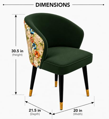 Image of WOODEN SPACE 4 Seater Wooden Dining Table Set | Urban Marble Top Dining Table with Chairs for Dining Room & Kitchen (Modern Classic Printed Dark Green) (42 x 42 x 30 inch)