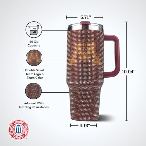 Image of The Memory Company Officially Licensed 40oz TC Bling Game Day Tumbler with Vintage Logo, University of Minnesota