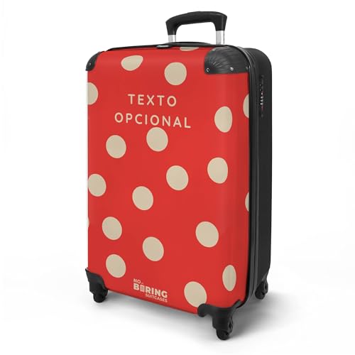 NoBoringSuitcases.com® Maleta de Mano 55x40x20 Personalizada - Maleta con Ruedas, Ligera, Equipaje de Cabina Tipo Trolley con Motivo de Lunares, Disponible en 6 Colores, Apta para Viajar en Avión