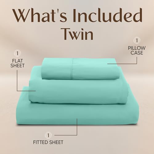 Image of Utopia Bedding Twin Bed Sheets Set - 3 Piece Bedding - Brushed Microfiber - Shrinkage and Fade Resistant - Easy Care (Twin, Spa Blue)