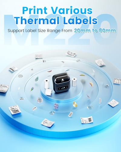Image of Phomemo Label Maker, M220 Thermal Label Printer | 3 Inch Bluetooth Barcode Printer Compatible with Andriod / iOS for Home, Office, Small Business, with 3 Packs Label & Case