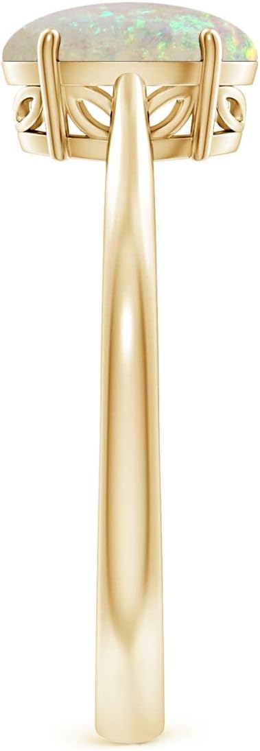 Angara Natural Opal Solitaire Ring for Women | Classic Prong Set Oval Opal Ring in 14K Solid Gold | October Birthday, Anniversary, Gemstone Jewellery Gift - Image 6