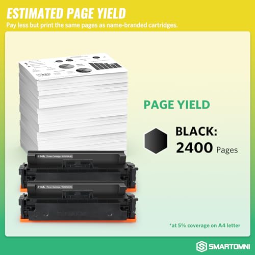 Image of 414A Toner Cartridges Black (with Chip) Works with Color Pro MFP M479fdw M479fdn M454dw M454dn M479dw M455dn M479 M454, Enterprise Laser Jet M455dn M480f Printer | W2020A 414X W2020X, Pack of 2