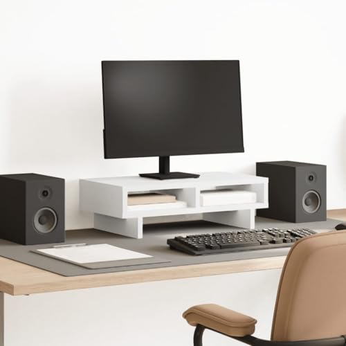 Support d'écran en bois blanc rehausseur pour ordinateur et ordinateur portable