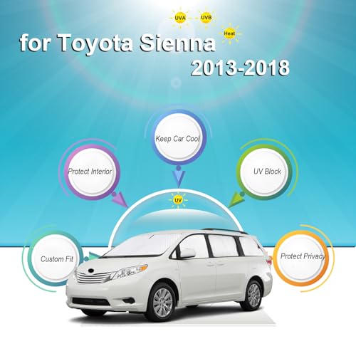 Image of KMF Windshield Sun Shade Replacement for Toyota Sienna Accessories 2013-2018,Side Window Sun Shade Cover Sun Visor Shield Cover,Rear Window Sunshade for Camping /Baby UV Block and Privacy Protect