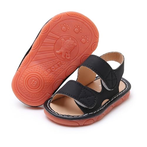 Image of SOFMUO Baby Boys Girls Squeaky Sandals Non-Slip Soft Rubber Sole Closed Toe Infant Summer Outdoor Shoes Toddler First Walkers