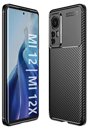 DOINK Funda Ultra de Silicona para el Xiaomi MI 12 / 12X, Carcasa Fibra de Antigolpes Bumper - Negro Cover