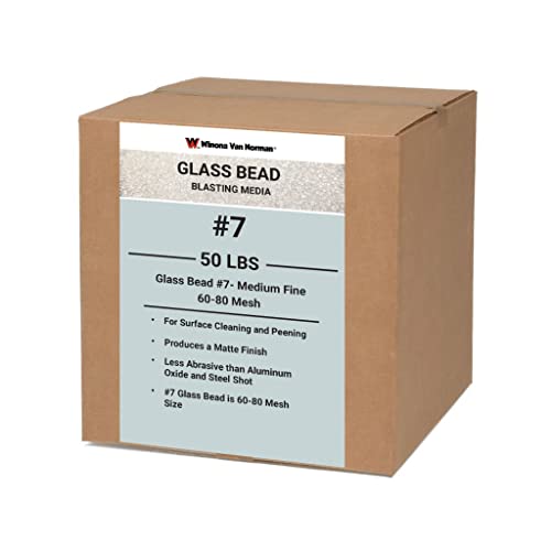 Winona Van Norman Glass Bead #7 Sand Blasting Media: Medium-Fine Cleaning & Peening (60-80 Mesh) (50lbs)