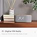 uscce Alarm Clock Bluetooth FM Radio: 10W Stereo Sound Speaker - Fast Wireless Charging for iPhone Samsung - Dimmable Clock Radio for Bedroom