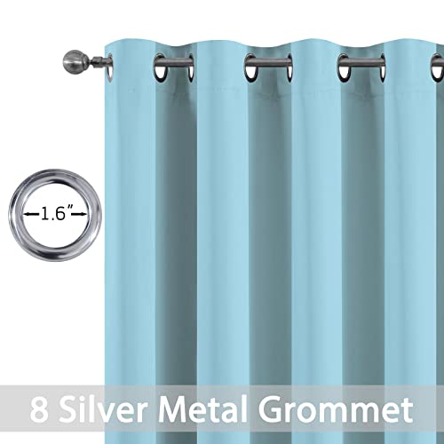 Yakamok Blackout Window Valances for Kitchen Thermal Insulated Blackout Grommet Top Curtain for Bedroom,Sky Blue, 52x36 Inch, 2 Panels