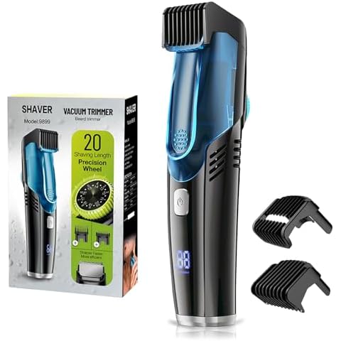 NanoGroom Electric Beard Trimmer for Men, Vacuum Beard Trimmer, 20 Length and Style Settings with Adjustable Length Comb (1-20mm) Mustache Trimmer, Washable, Removable Blades - Blue Cover