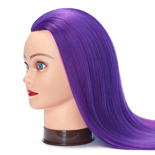 Traininghead 26"-28" Mannequin Head Hair Styling Training Practice Head Manikin Cosmetology Doll Head Synthetic Fiber Hair Hairdressing Training Model with Free Clamp Stand (1813W0320) - Thumbnail 4