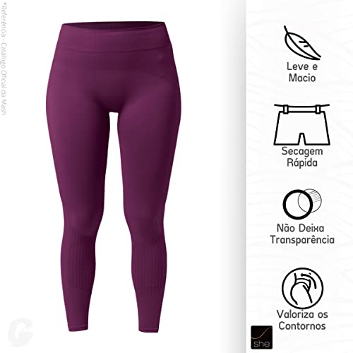 She Legging Fitness Microfibra Feminino, G, Berinjela