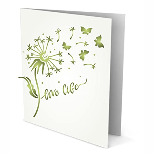 Live Life Stencil, 7.8 x 8.25 cm (S) - Dandelion Heart Butterfly Quote Card Stencils for Painting Template - Image 3