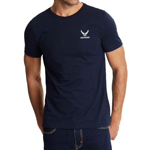 Mens T Shirts Air Force Retired Embroidered Short Sleeve Casual T-Shirts for Men