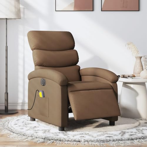 Brokky Sillón reclinable de Masaje Sillon Relax reclinable Sillon Masaje Lounge Chair Sillon Relax eléctrico Tela marrón / 3203970
