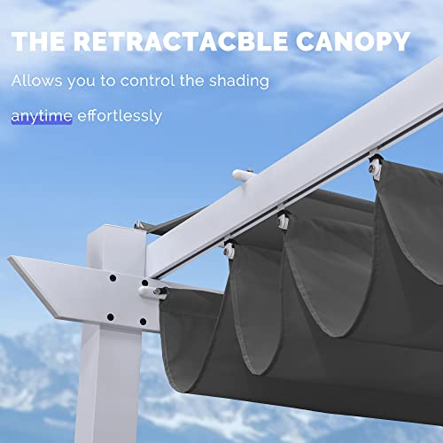 Purple Leaf 10' X 13' Outdoor Retractable Pergola White Heavy-Duty Aluminum Pergola Patio Modern Pergola With Double Sun Shade Canopy For Gardens Decks And Backyard, Grey #TOP7