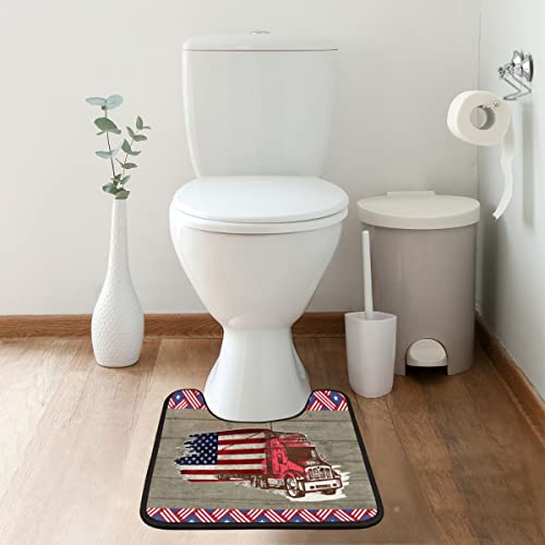 Amerikanische Flagge LKW Badematten Sets 2 Stück Badteppich und U-förmiger WC-Teppich rutschfest saugfähig… – Bild 7
