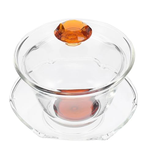 JEWEDECO Taza de Té Tipo Sopera de Vidrio Transparente Diseño Elegante y Resistente al Calor para Uso en Familia u Oficina