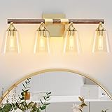 Bathroom Light Fixtures Farmhouse Vanity Light Vintage Wood Grain Wall Sconces Over Mirror with...