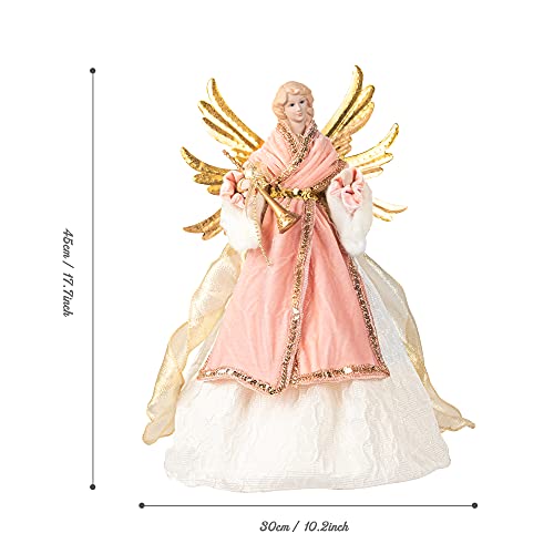 Ki Store Angel Christmas Tree Topper 18-Inch Rose Gold Angel Figurines Treetop Unlit For Christmas Tree Decoration #TOP5