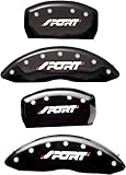 MGP Caliper Covers 10229SSPOBK Caliper Cover (Black Powder Coat Finish, Engraved Front and Rear: SPORT, Silver Characters, Set of 4)