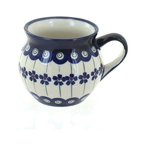 Blue Rose Polish Pottery Flowering Peacock Small Bell Shape Mug Cover