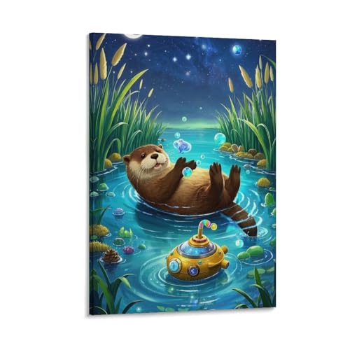 Toile loutre d'Europe pour embellir un mur vide et créer une déco zen de chambre