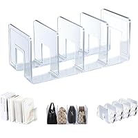 Elezeal Buchstützen für Regale mit 4 Schlitzen aus Acryl Bücherregale, Desktop-Organisator, Bücherregal, Archivierungsregal, rutschfest, Küche, Kochhalter für Bücher, CDs, Regale, Büro,