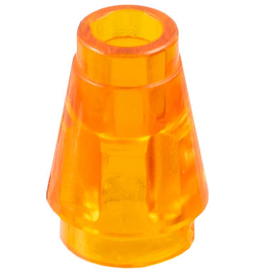 LEGO Cone Building Block, 1 x 1 with Top Groove, Part 4589b (Trans-Orange, 10, Bricks) — image 1