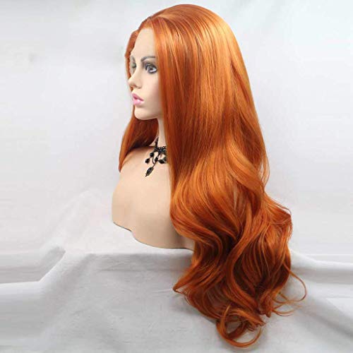Perruque Lace Front orange ondulée pour cosplay de princesse Mera - 4